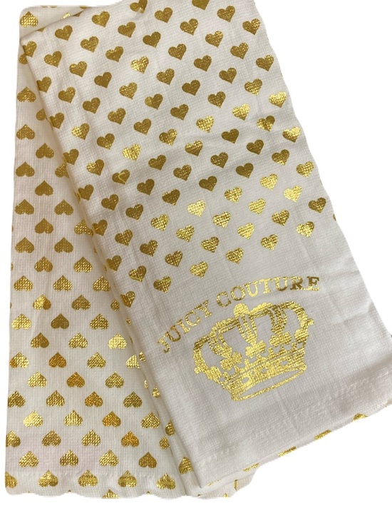 Juicy Couture Other - Juicy Couture White & Metallic Gold Hand Towels NWOT